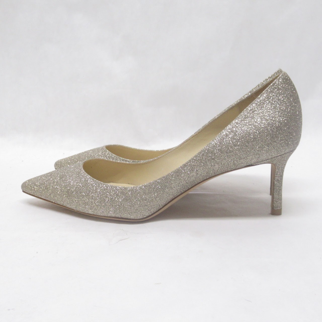 Jimmy Choo Romy Series Fine Gold Glitter Pumps