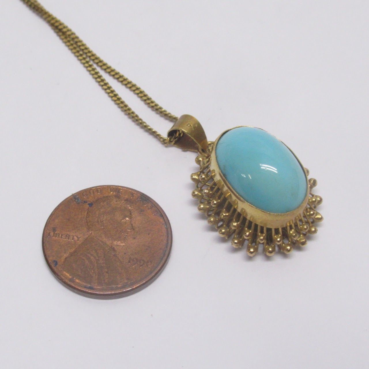 14K Gold & Turquoise Pendant