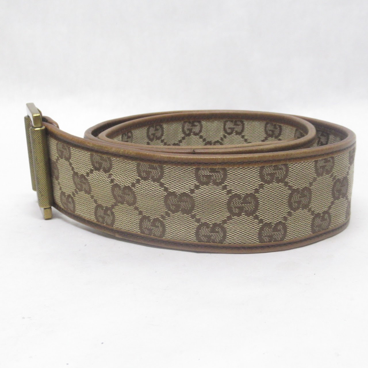 Gucci Leather & Canvas Logo Belt