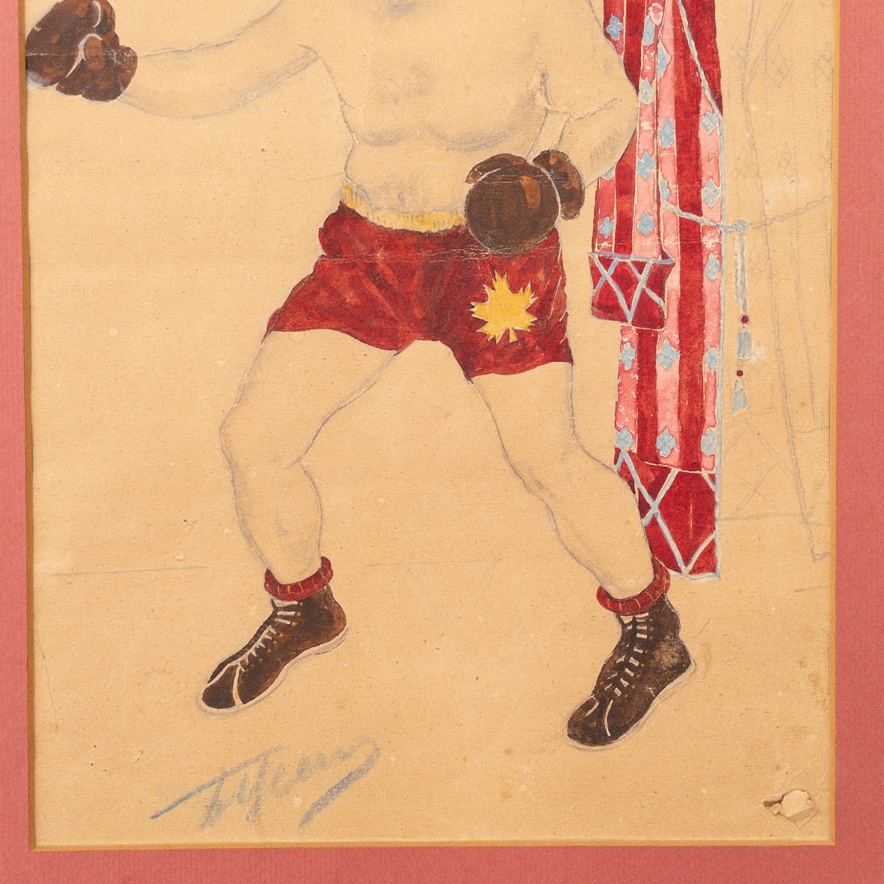 Vintage Russian Boxer Painting