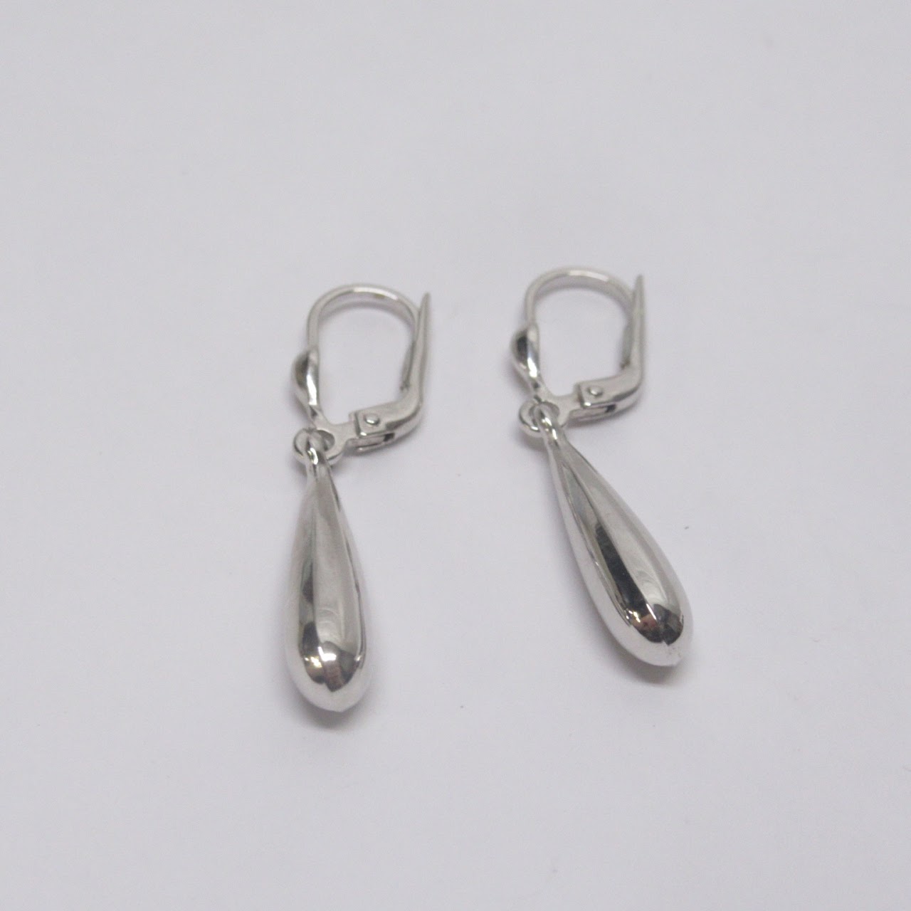 14K White Gold Teardrop Earrings