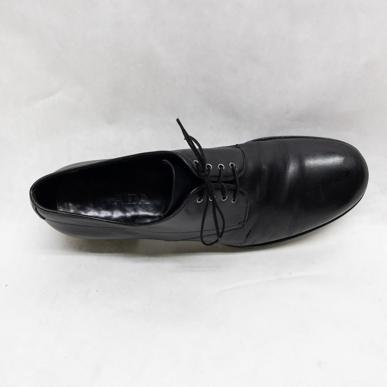 Prada Black Leather Derby Shoes