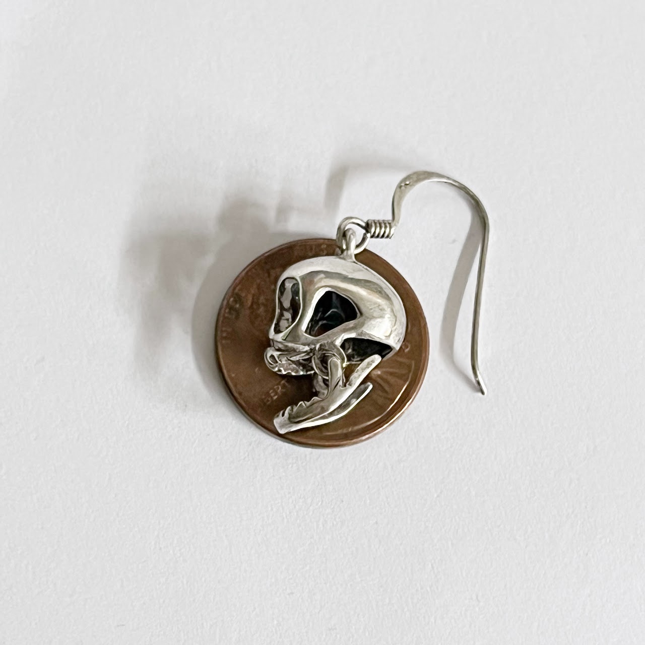 Sterling Silver Articulated Skull Earrings