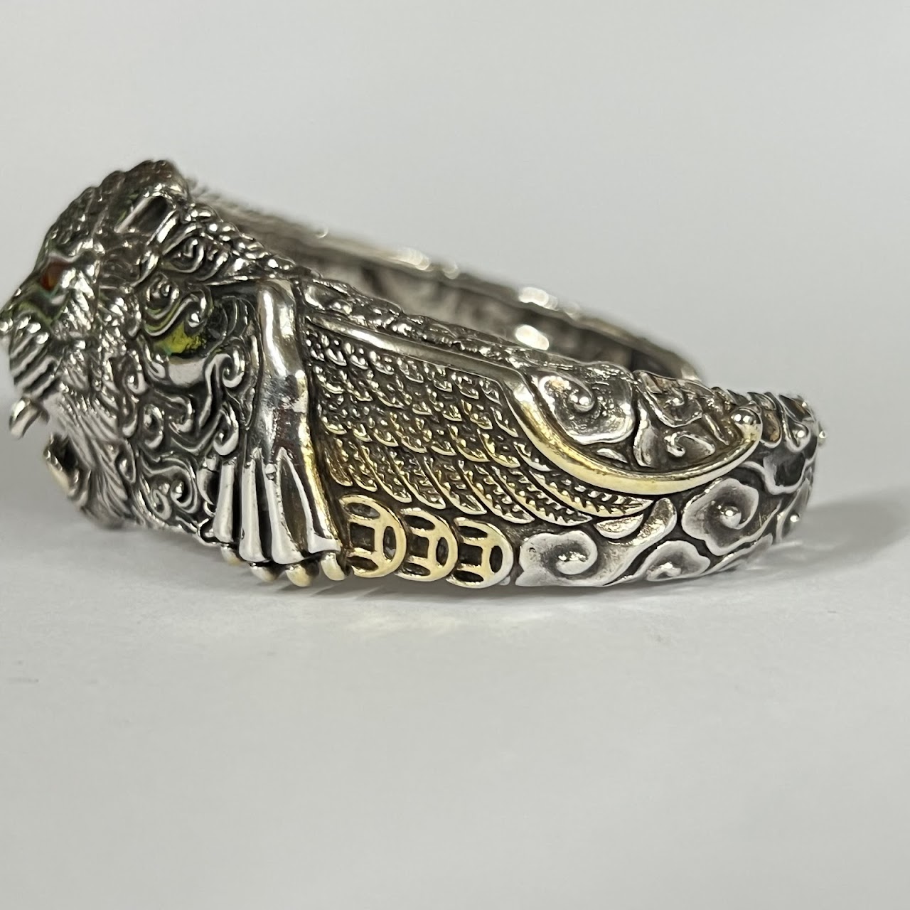 Sterling Silver and Enamel Chinese Tiger Cuff Bracelet