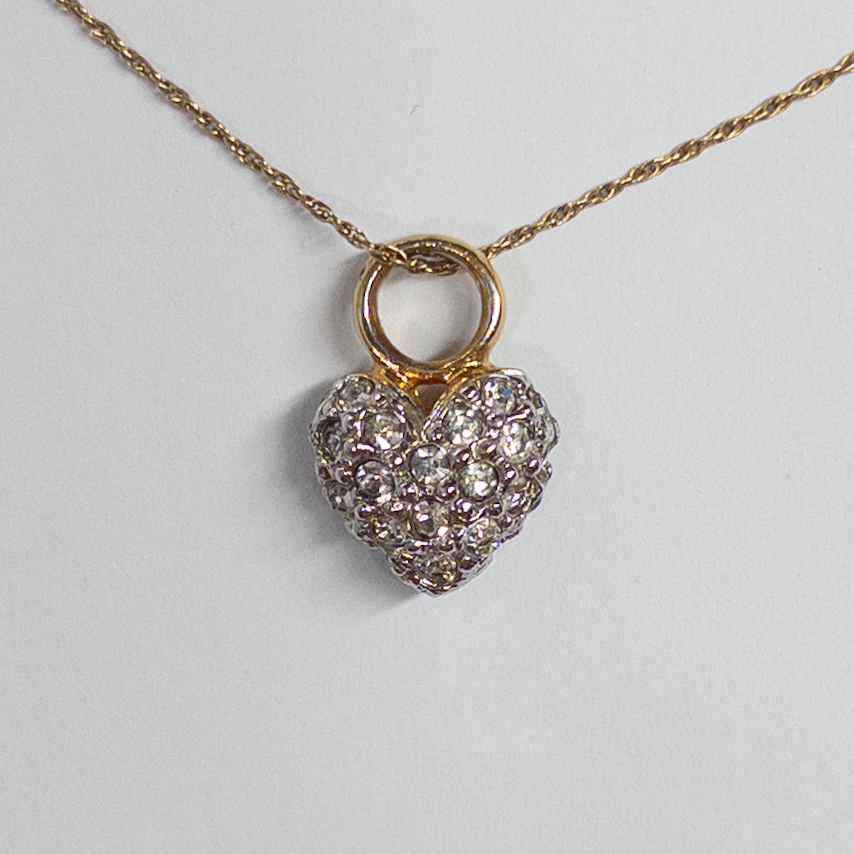 14K Gold and White Sapphire Necklace and Pendant