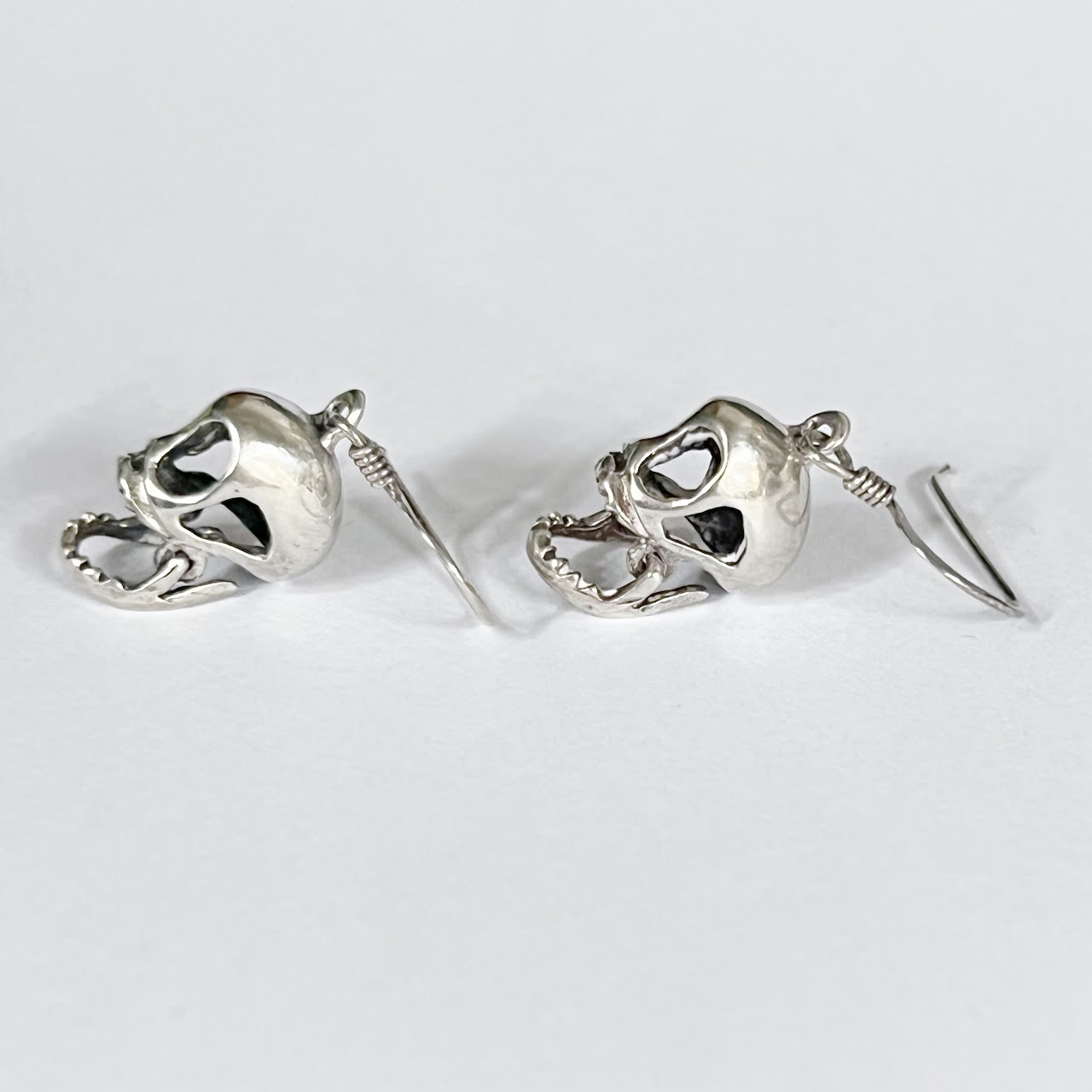 Sterling Silver Articulated Skull Earrings