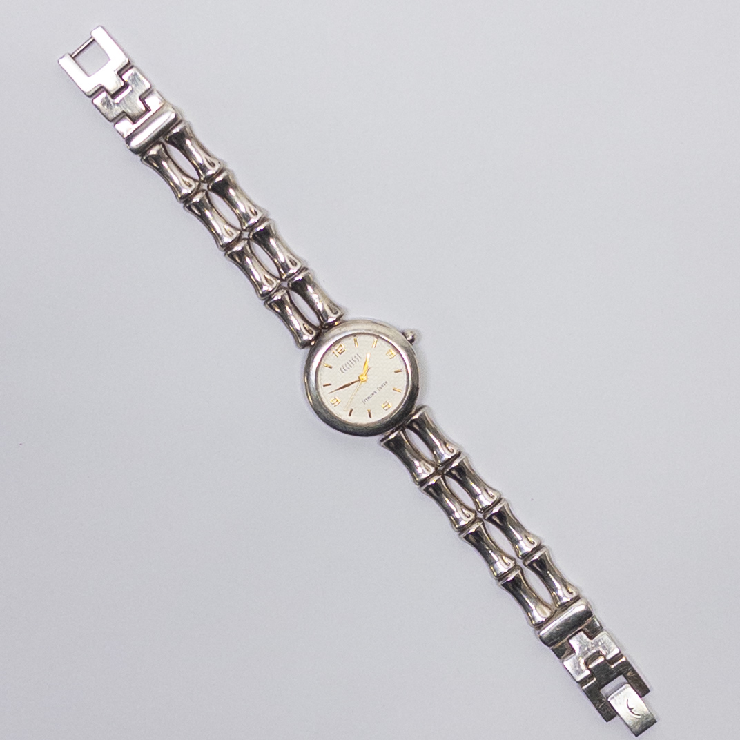 Ecclissi Sterling Silver Faux Bamboo Strap Watch