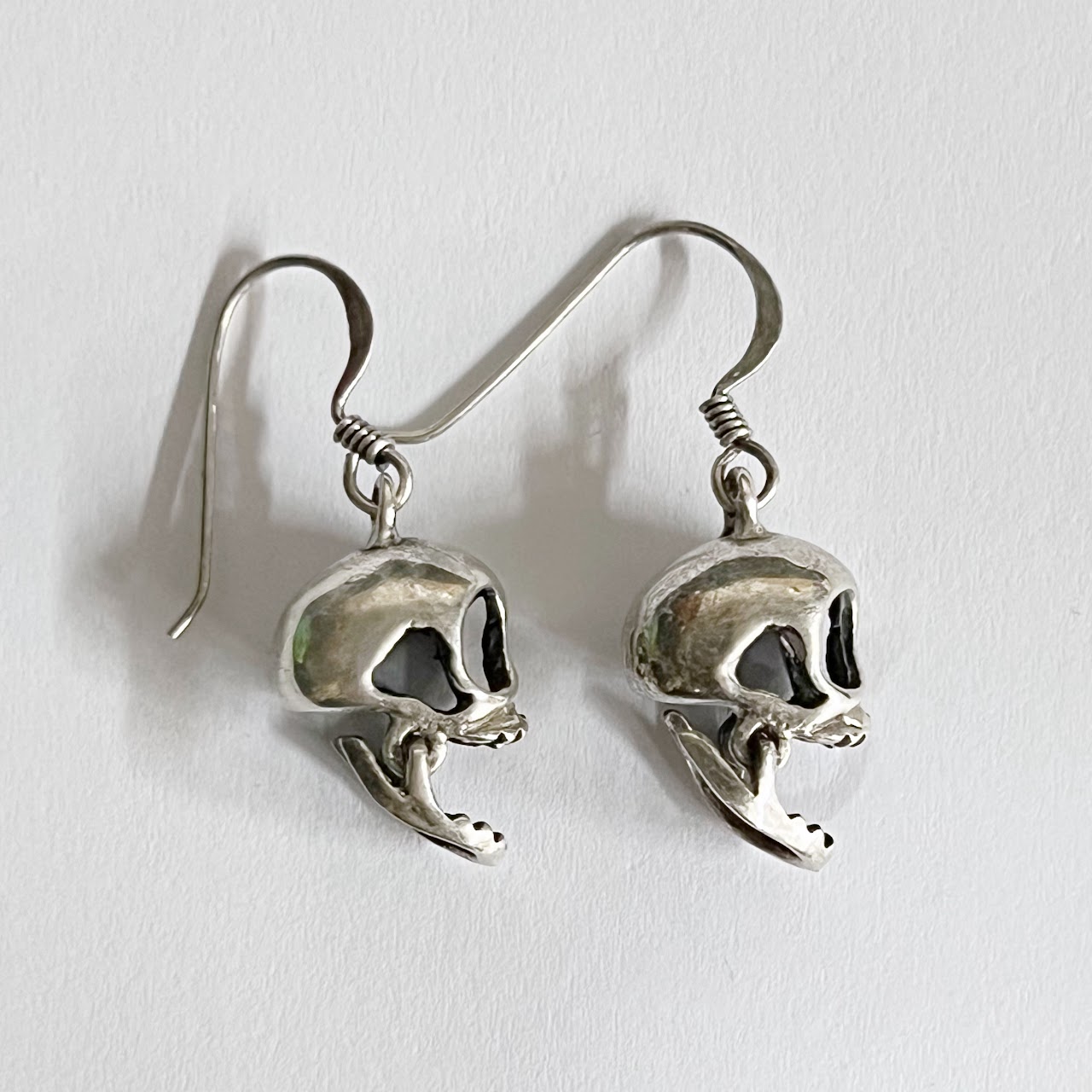 Sterling Silver Articulated Skull Earrings