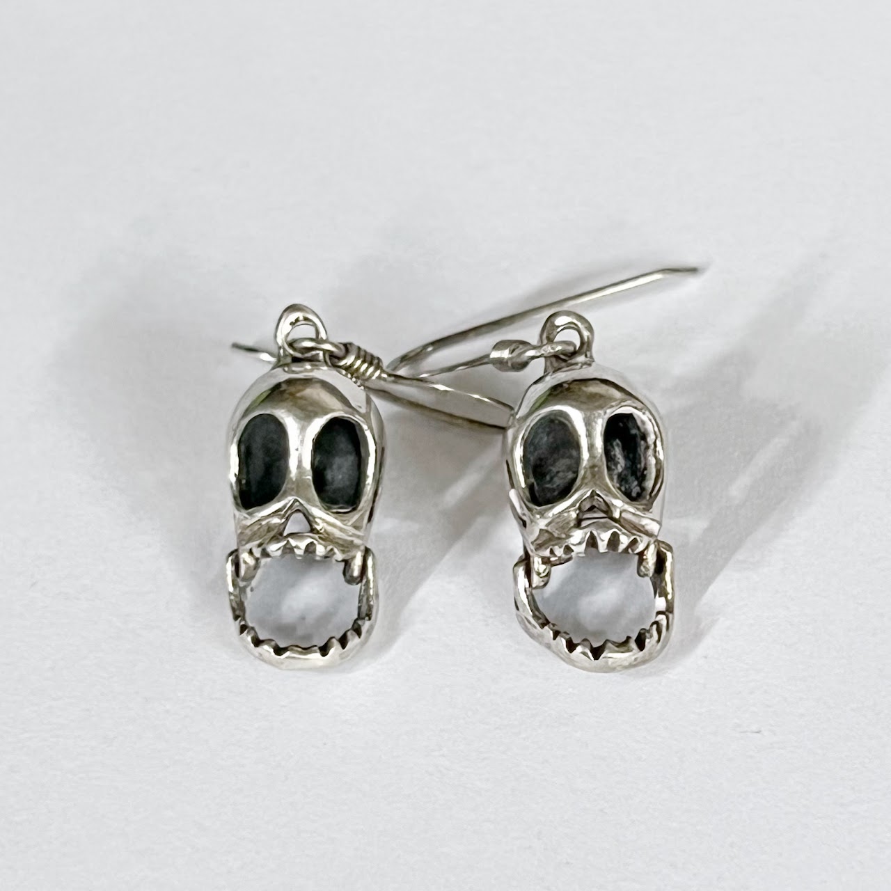 Sterling Silver Articulated Skull Earrings