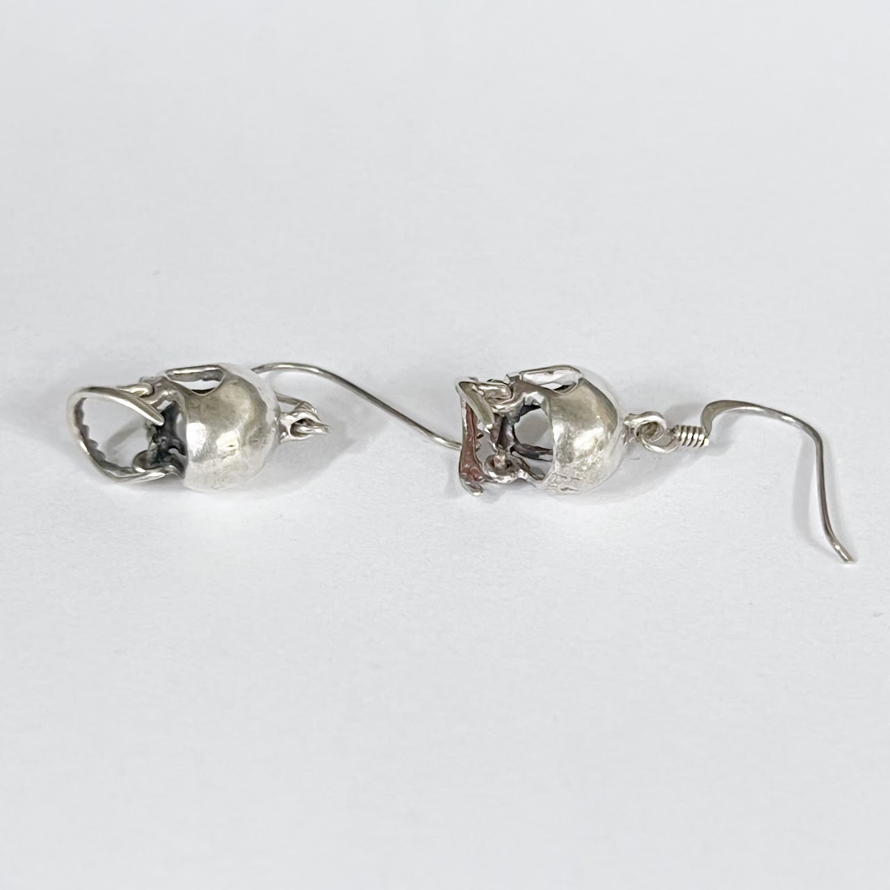 Sterling Silver Articulated Skull Earrings