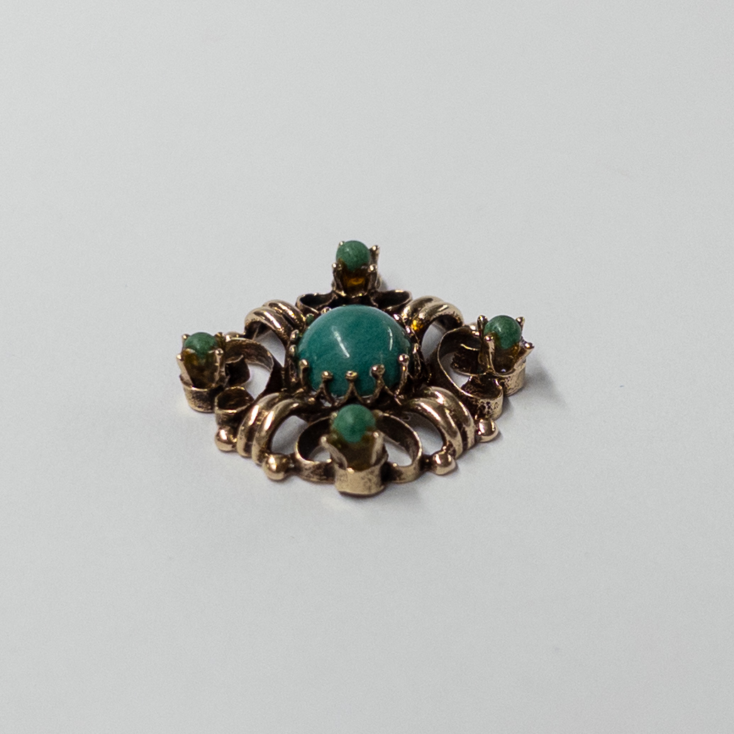 14K Gold and Turquoise Pendant