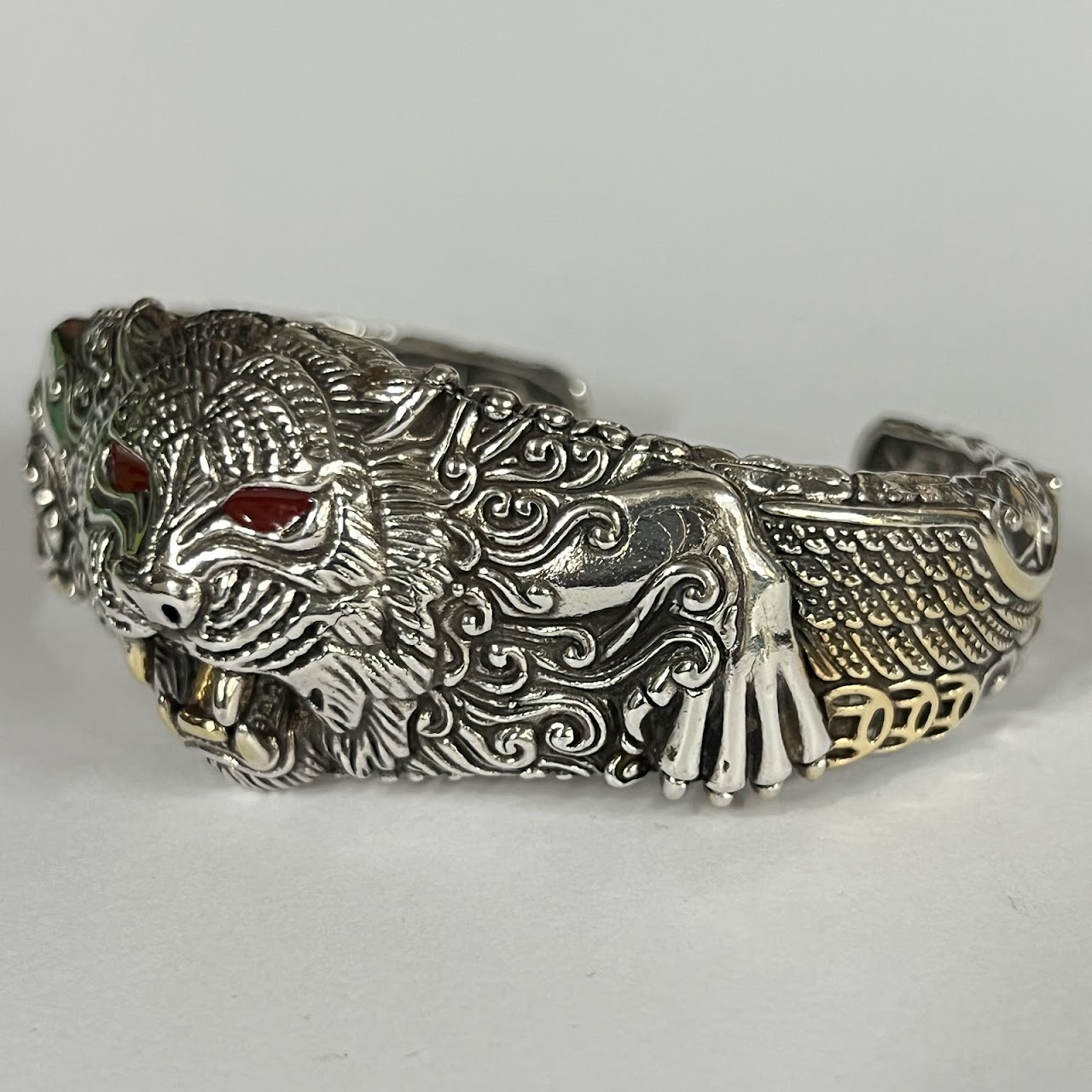 Sterling Silver and Enamel Chinese Tiger Cuff Bracelet