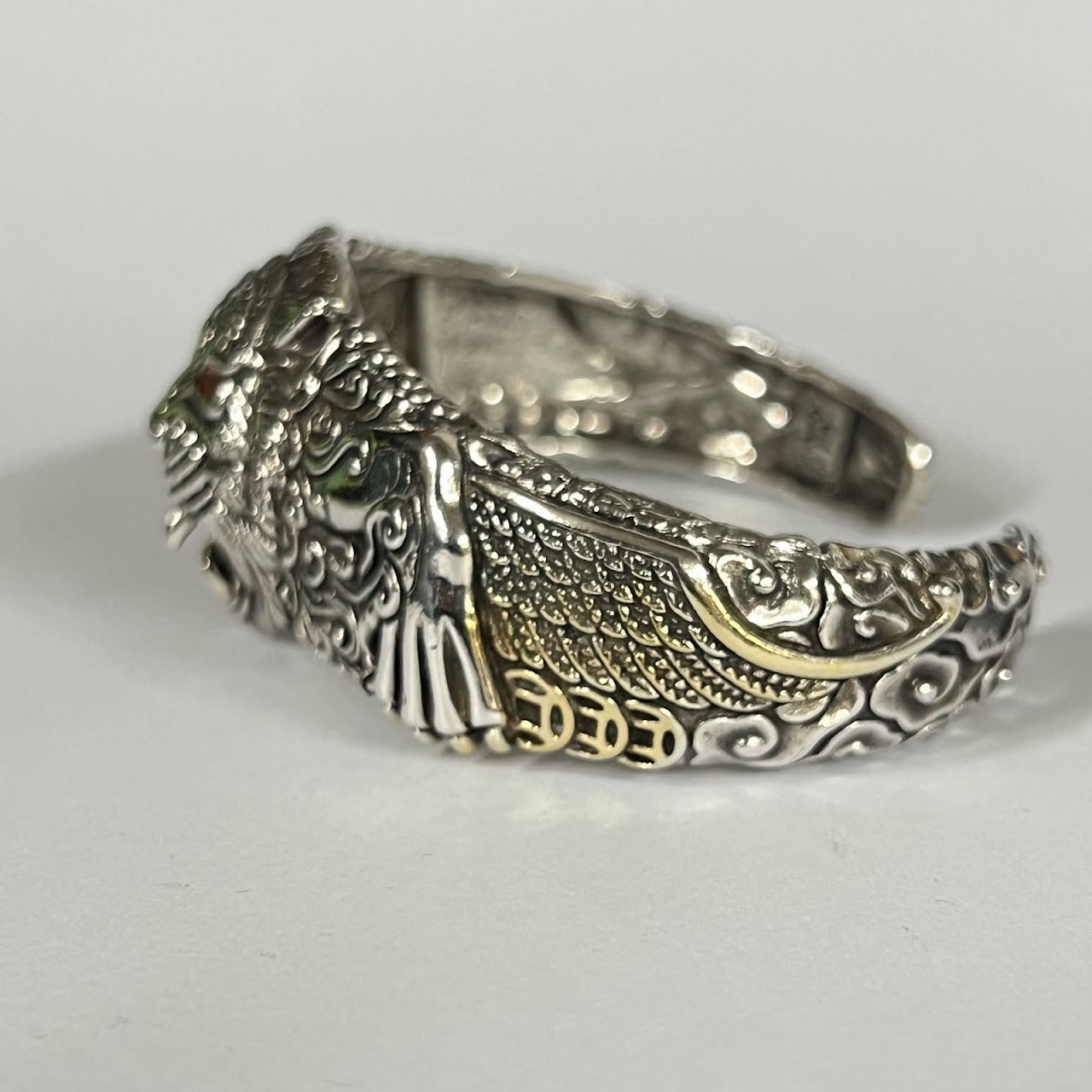 Sterling Silver and Enamel Chinese Tiger Cuff Bracelet