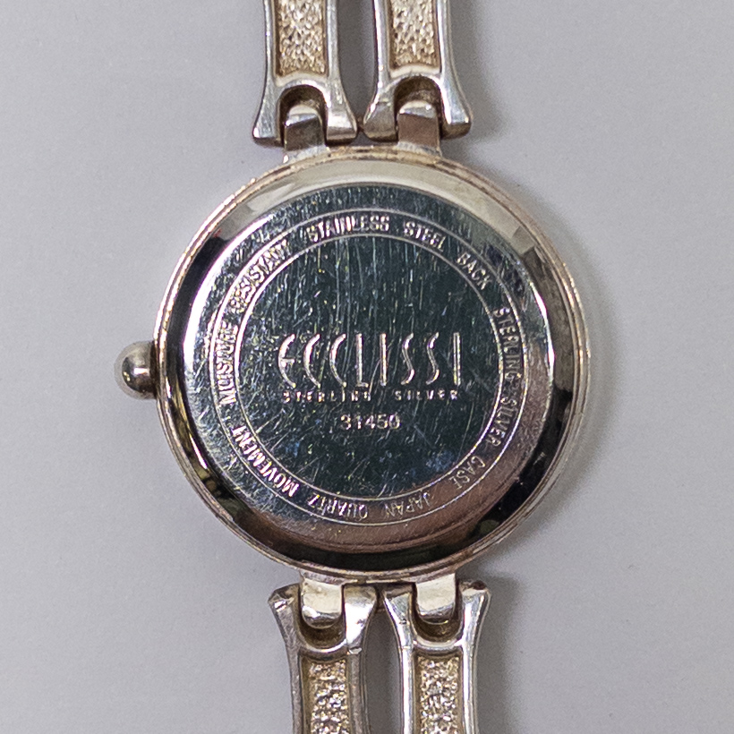 Ecclissi Sterling Silver Faux Bamboo Strap Watch