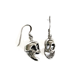 Sterling Silver Articulated Skull Earrings