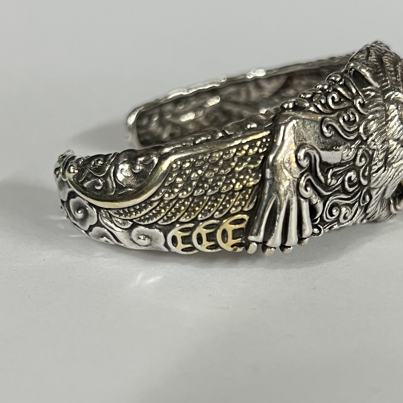 Sterling Silver and Enamel Chinese Tiger Cuff Bracelet