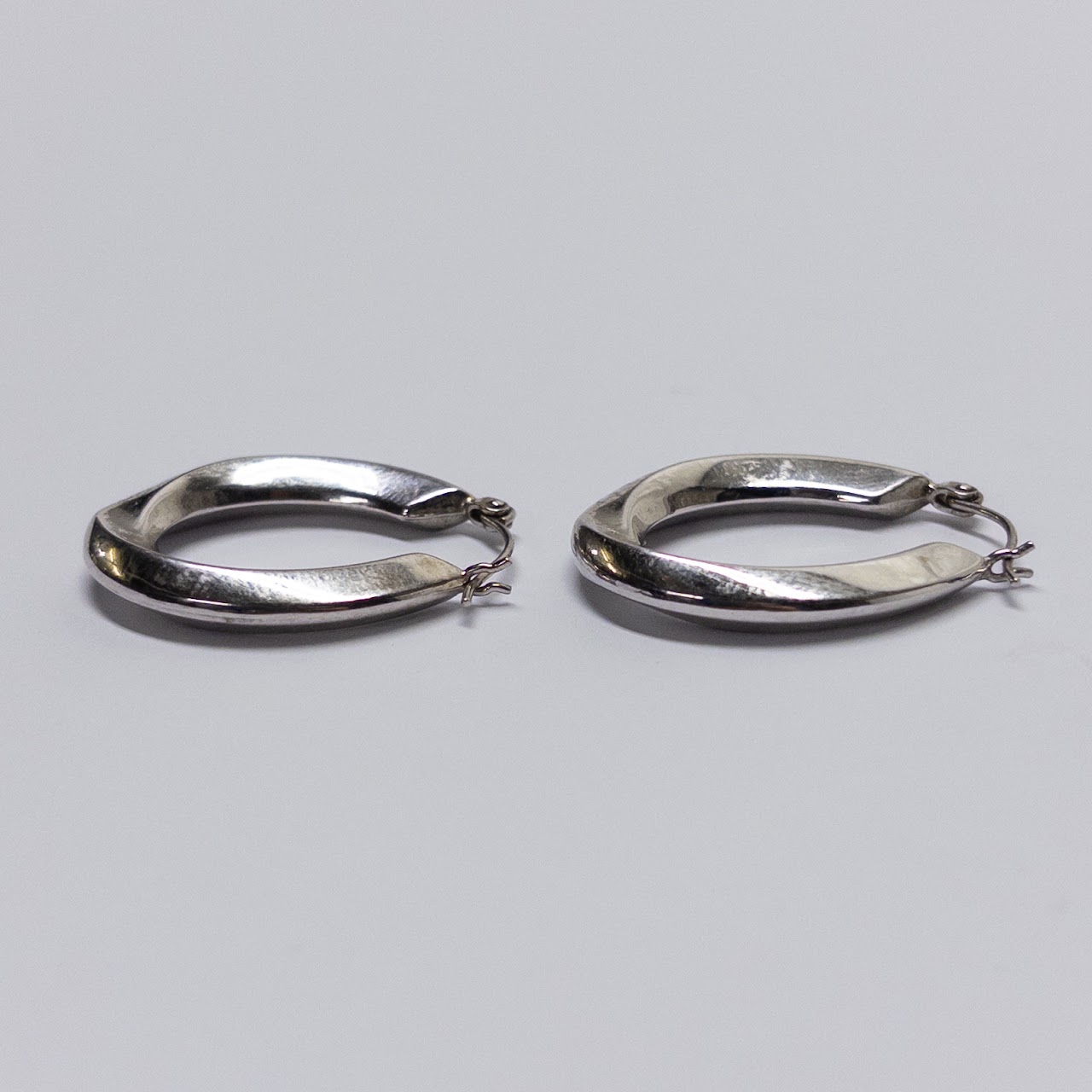 14K White Gold Hoop Earrings