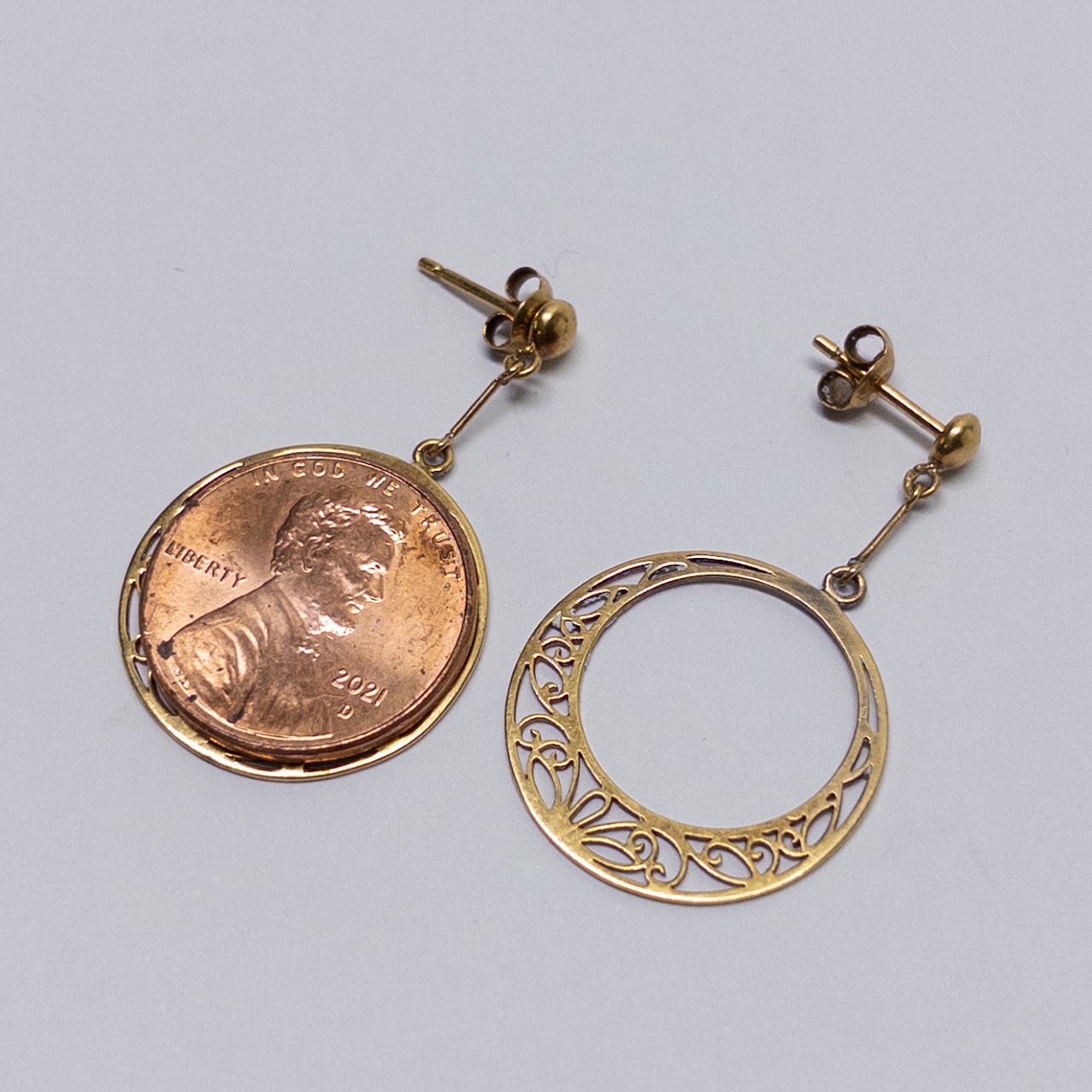 18K Gold Filigree Ring Earrings