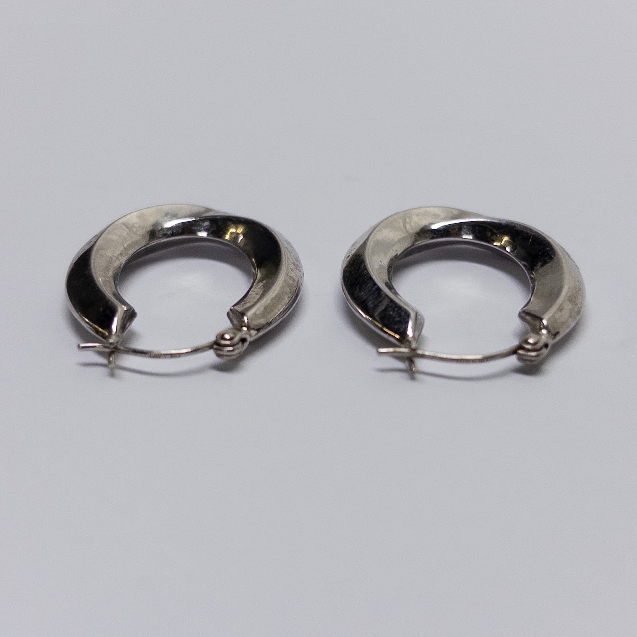 14K White Gold Hoop Earrings