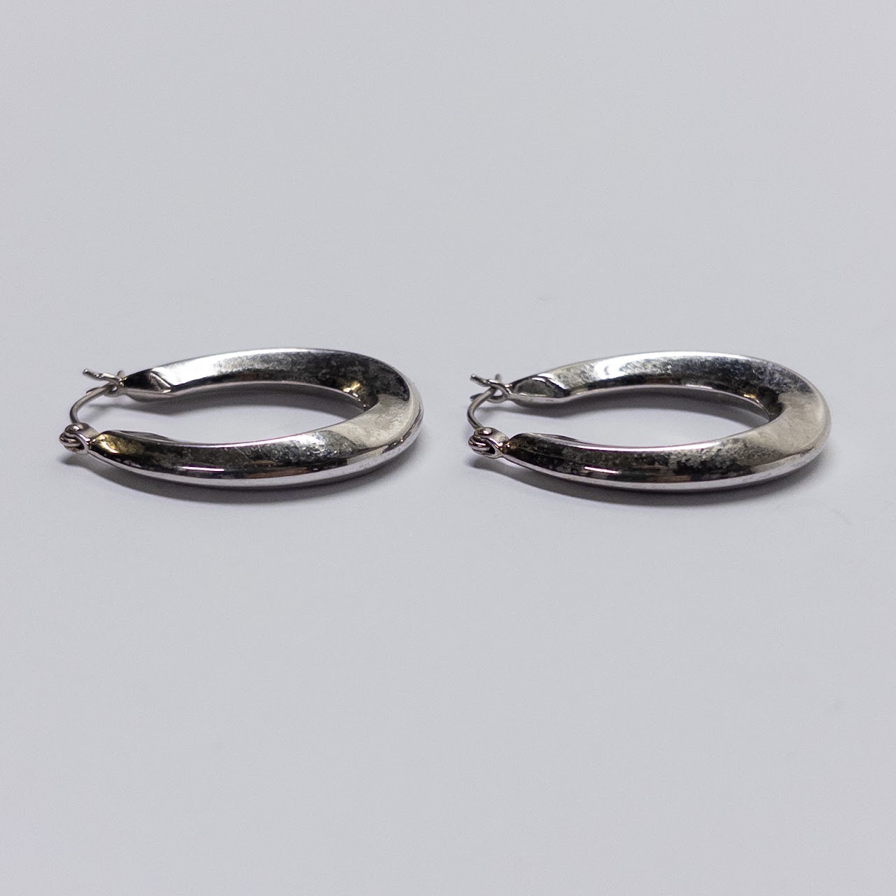 14K White Gold Hoop Earrings