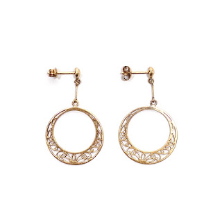 18K Gold Filigree Ring Earrings