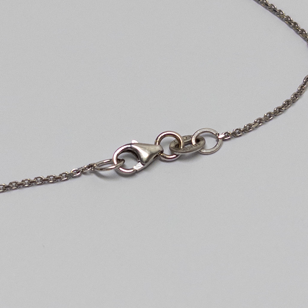 18K White Gold Chain with Silver and Mother of Pearl Pendant Necklace