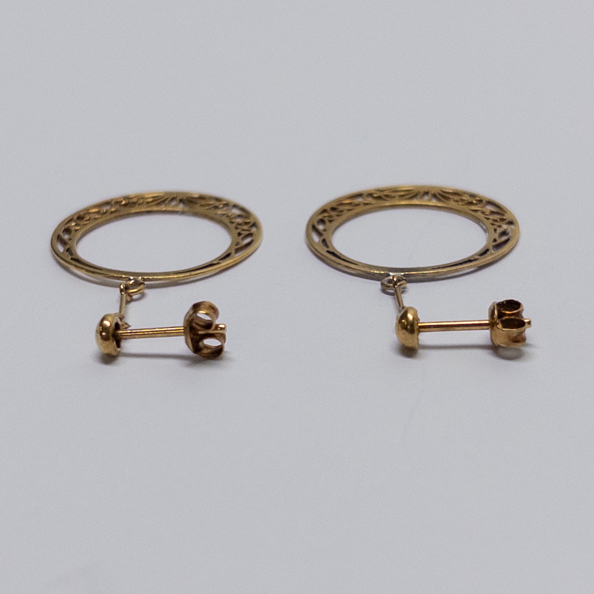 18K Gold Filigree Ring Earrings