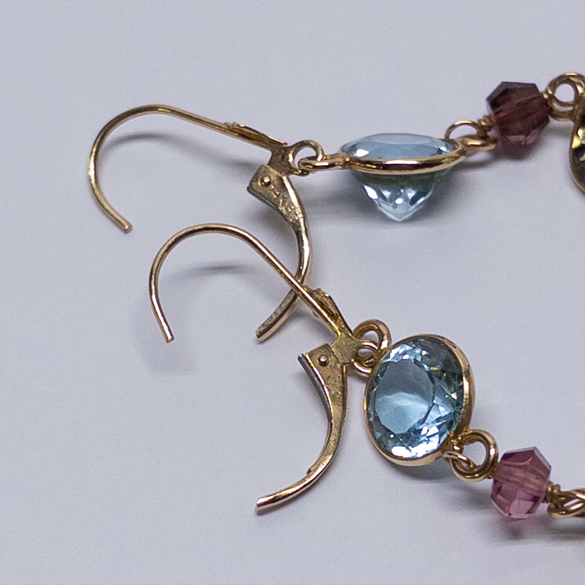 14K Gold Multi Stone Earrings