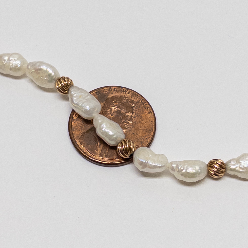 14K Gold and Seed Pearl Bead Bracelet