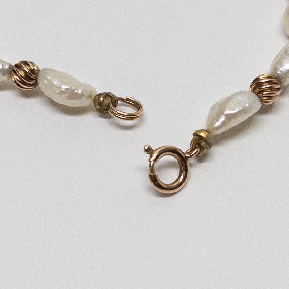 14K Gold and Seed Pearl Bead Bracelet