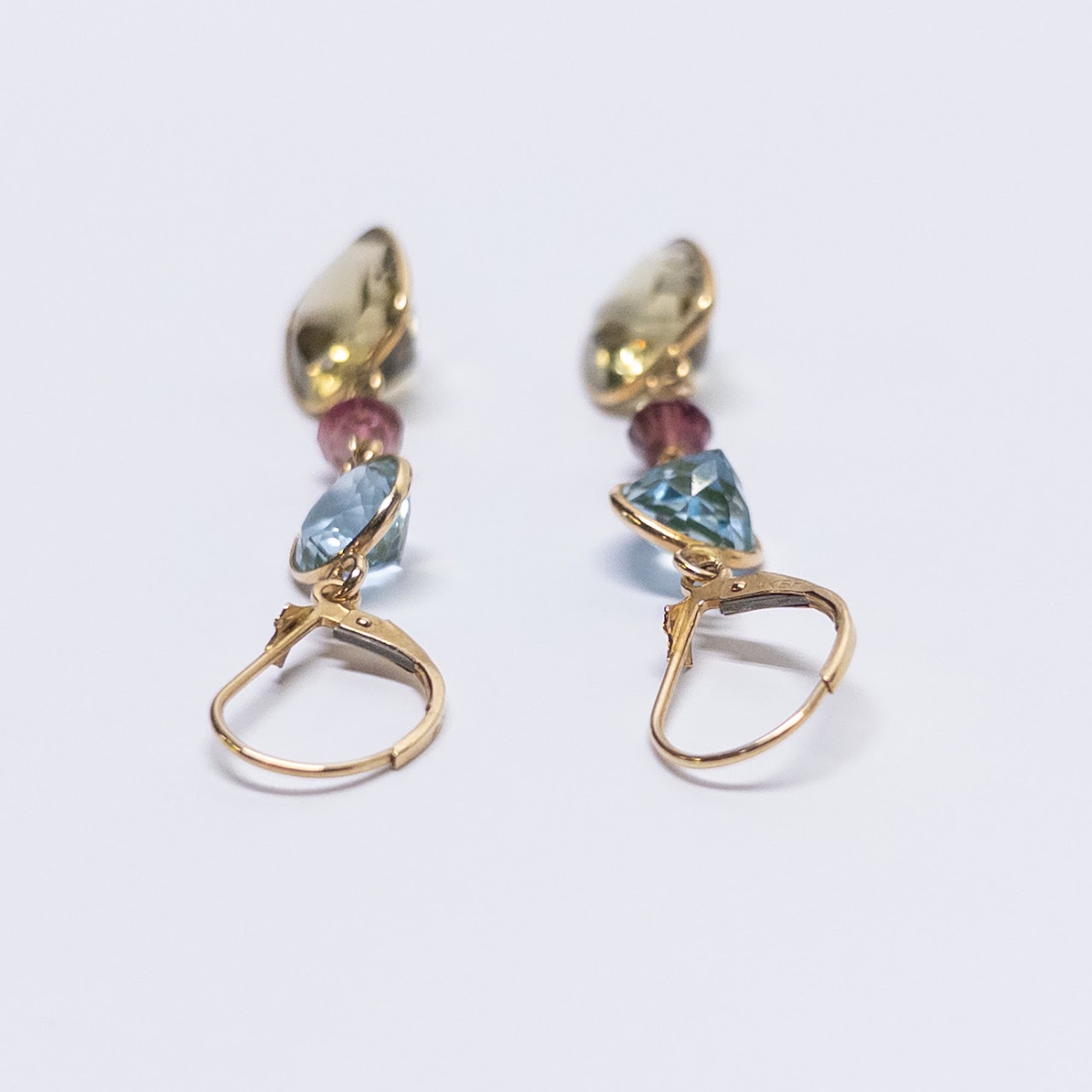 14K Gold Multi Stone Earrings