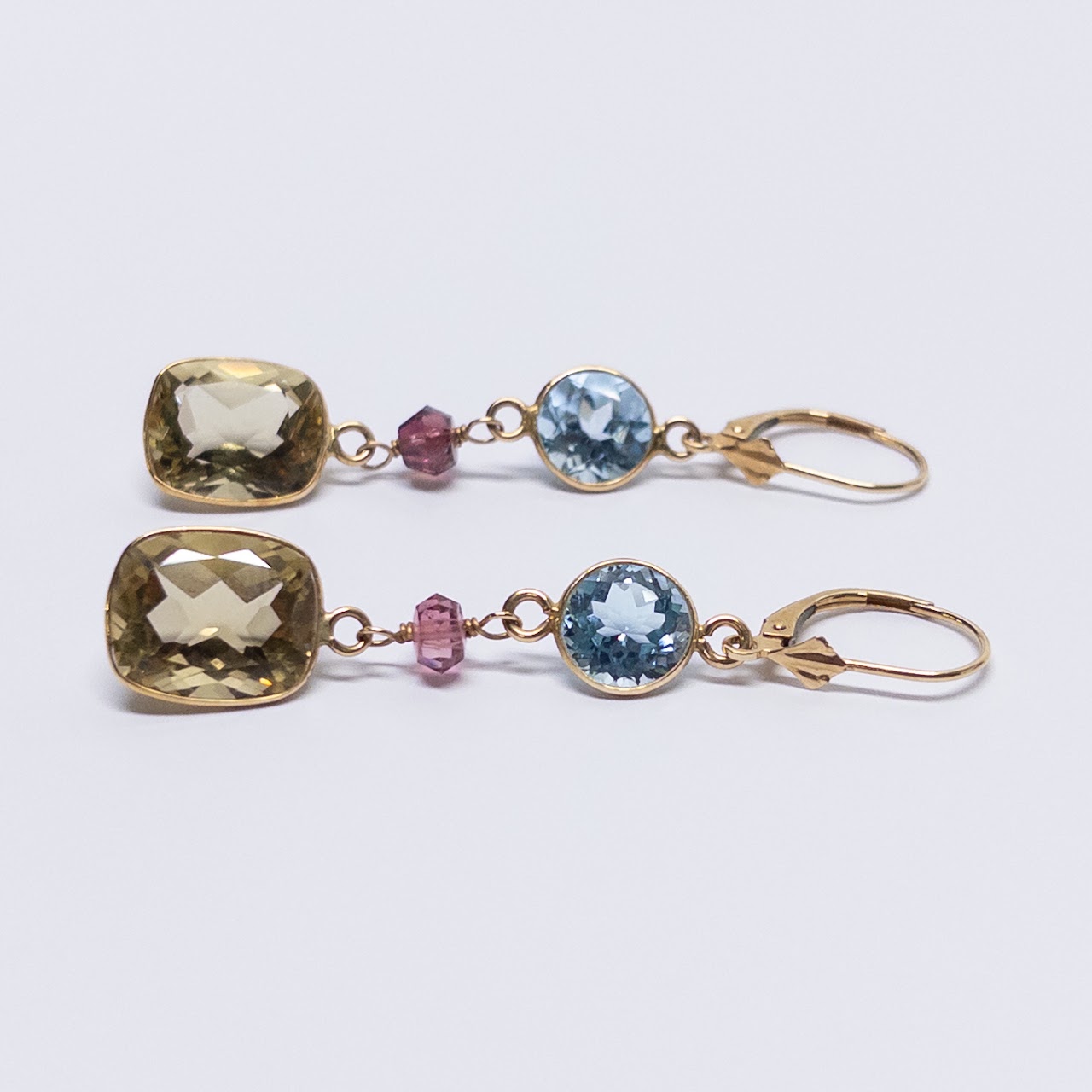 14K Gold Multi Stone Earrings