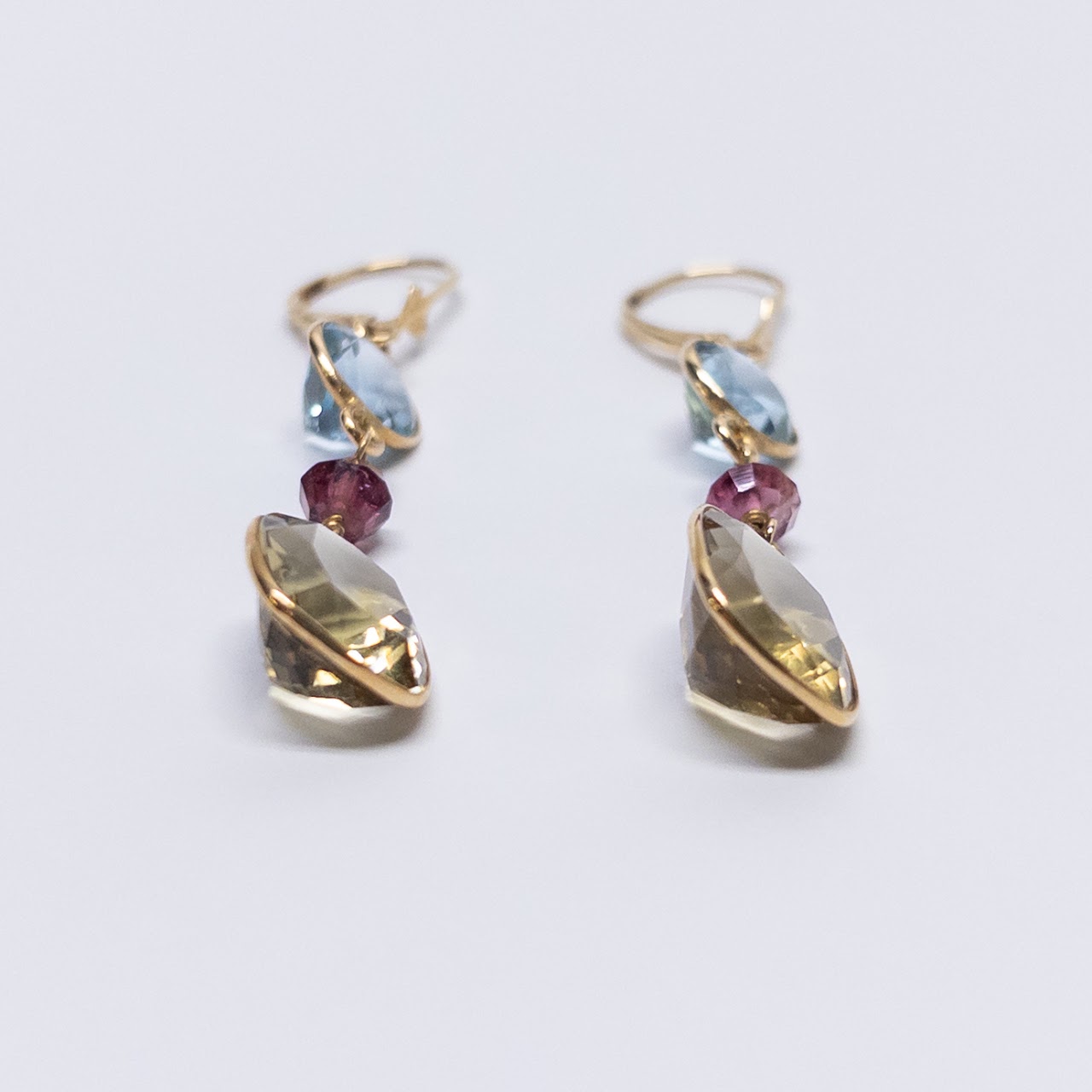 14K Gold Multi Stone Earrings