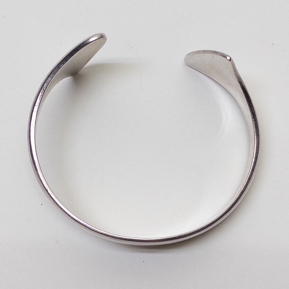 Hans Hansen Danish Modernist Sterling Silver & Onyx Cuff Bracelet