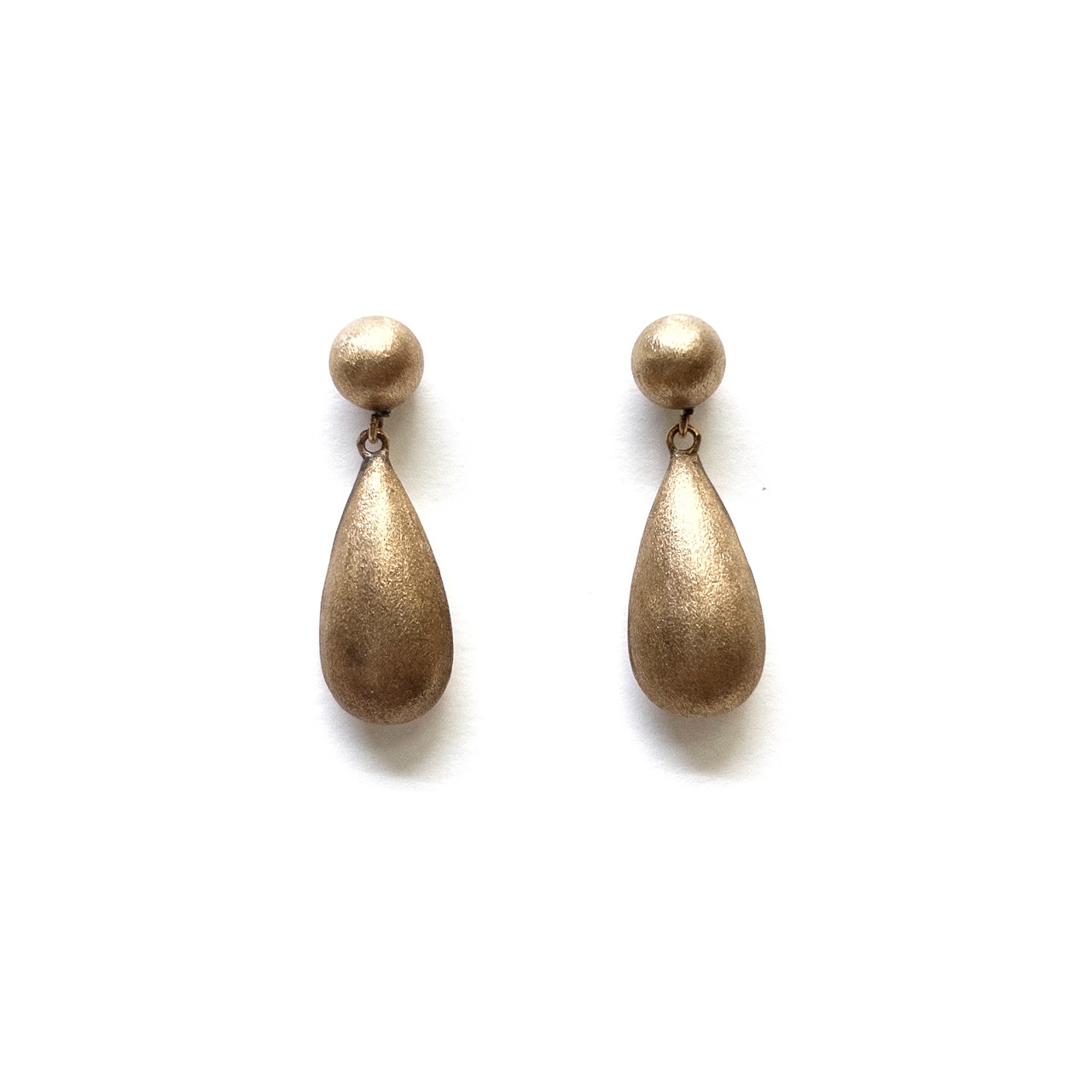 14K Gold Florentine Finish Teardrop Earrings