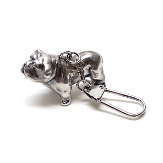 Sterling SIlver Bulldog Keychain