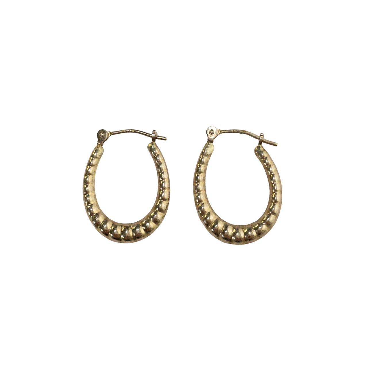 14K Gold Oval Rope Earrings