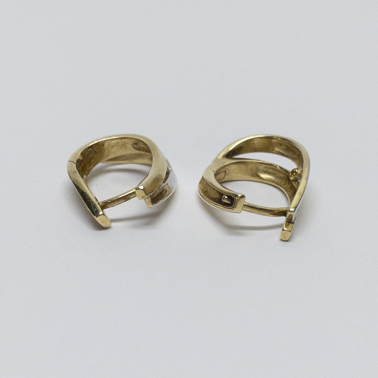 14K Two-Tone Gold & Diamond Huggie Earrings