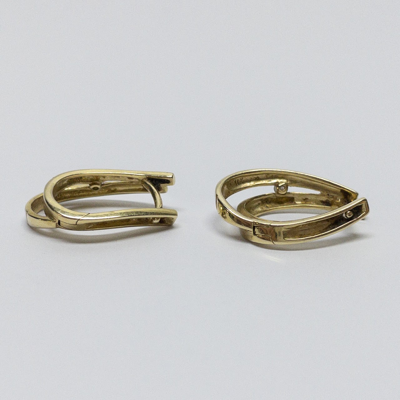 14K Two-Tone Gold & Diamond Huggie Earrings