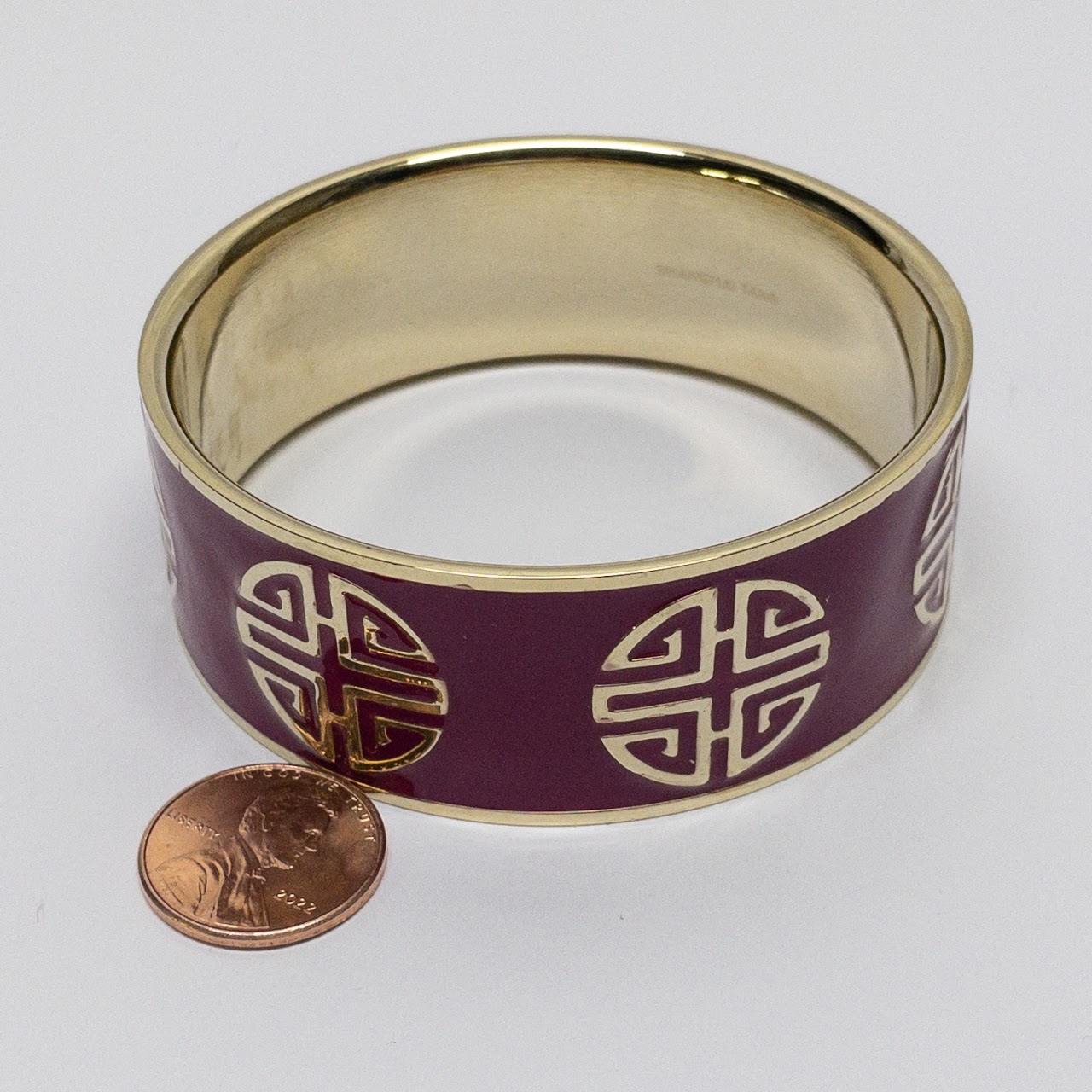 Shanghai Tang Fuchsia Shou Enamel Bracelet