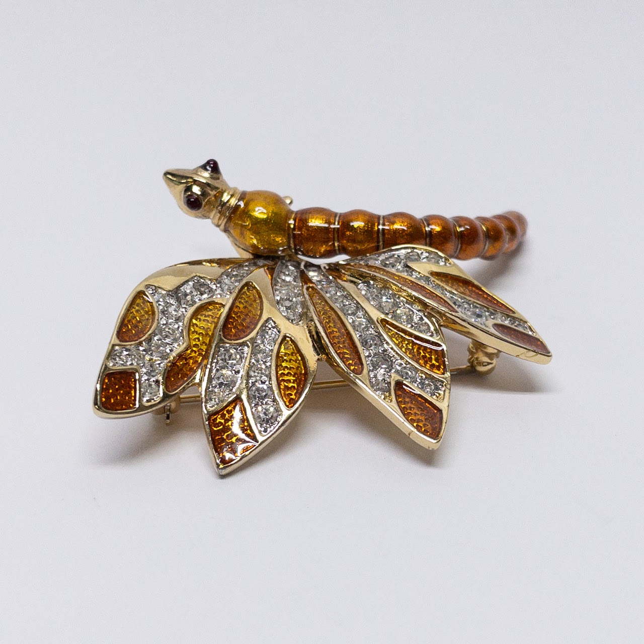Judith Lieber Orange Dragonfly Brooch