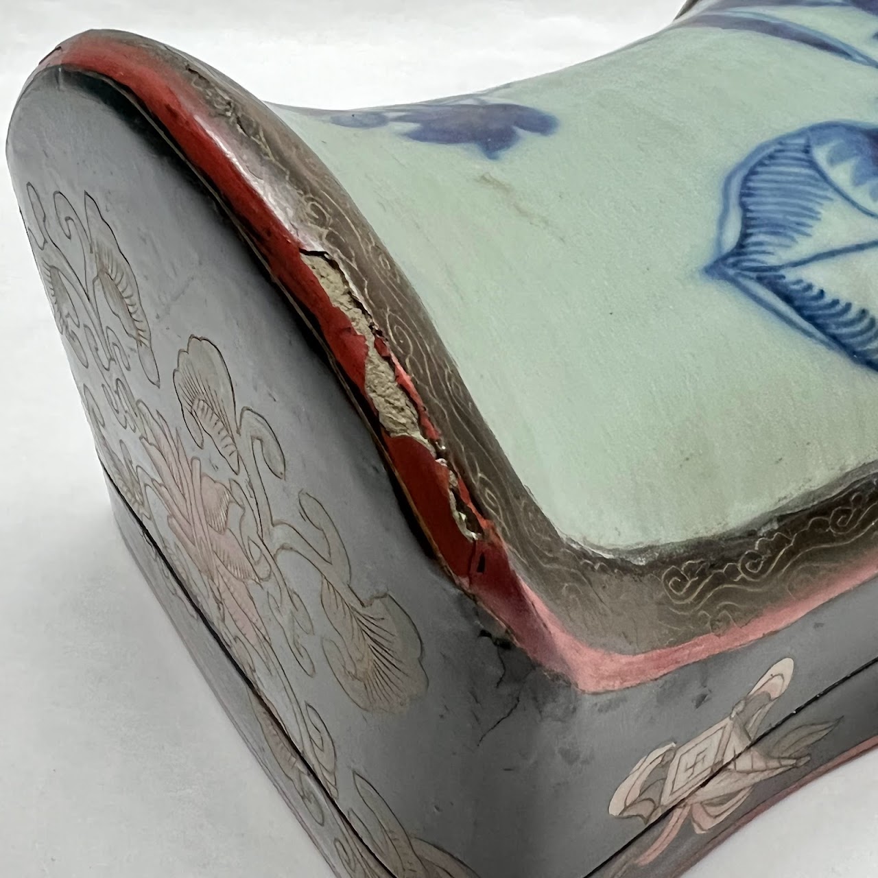 Chinese Porcelain Shard & Lacquer Box