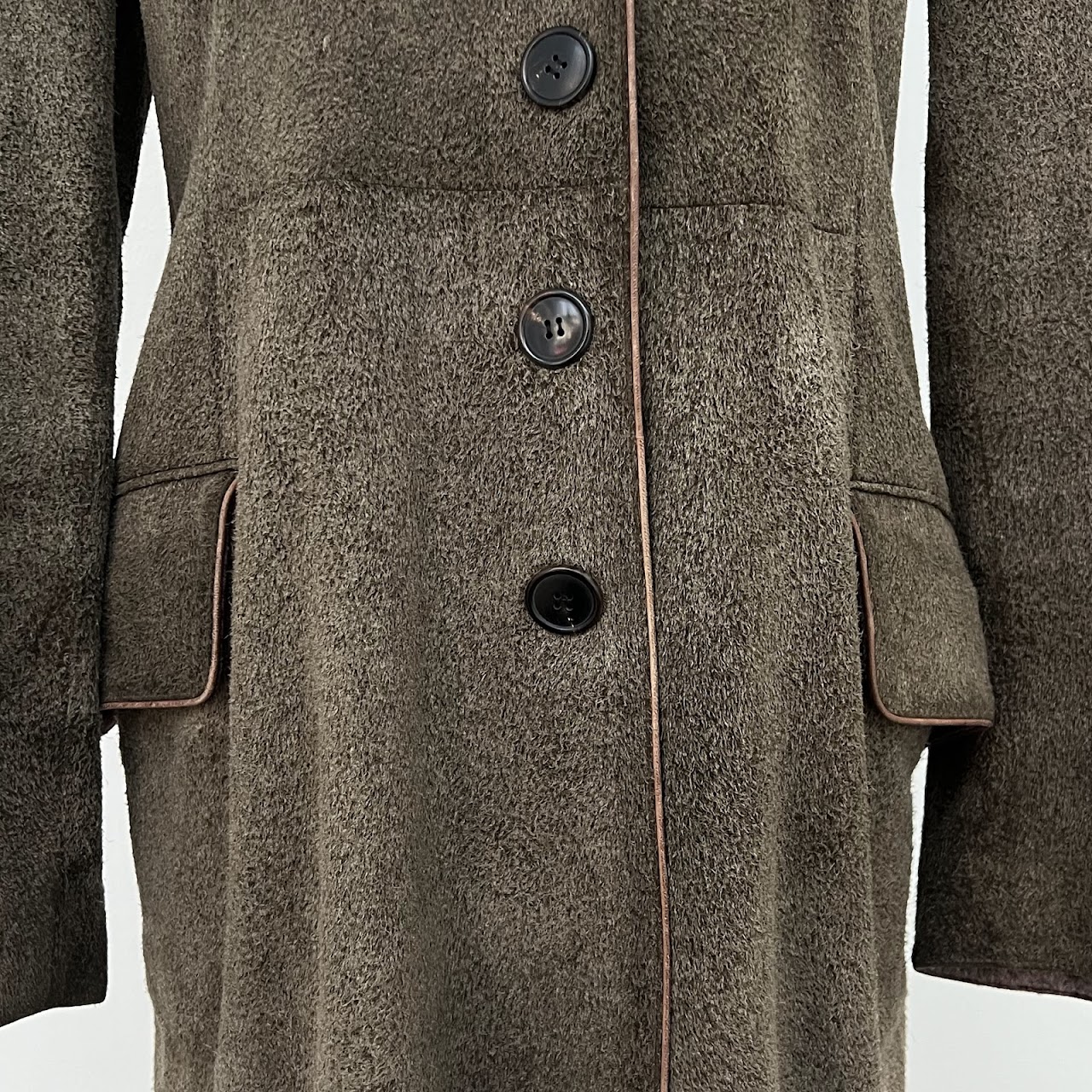 Fendi Brushed Suede Long Coat