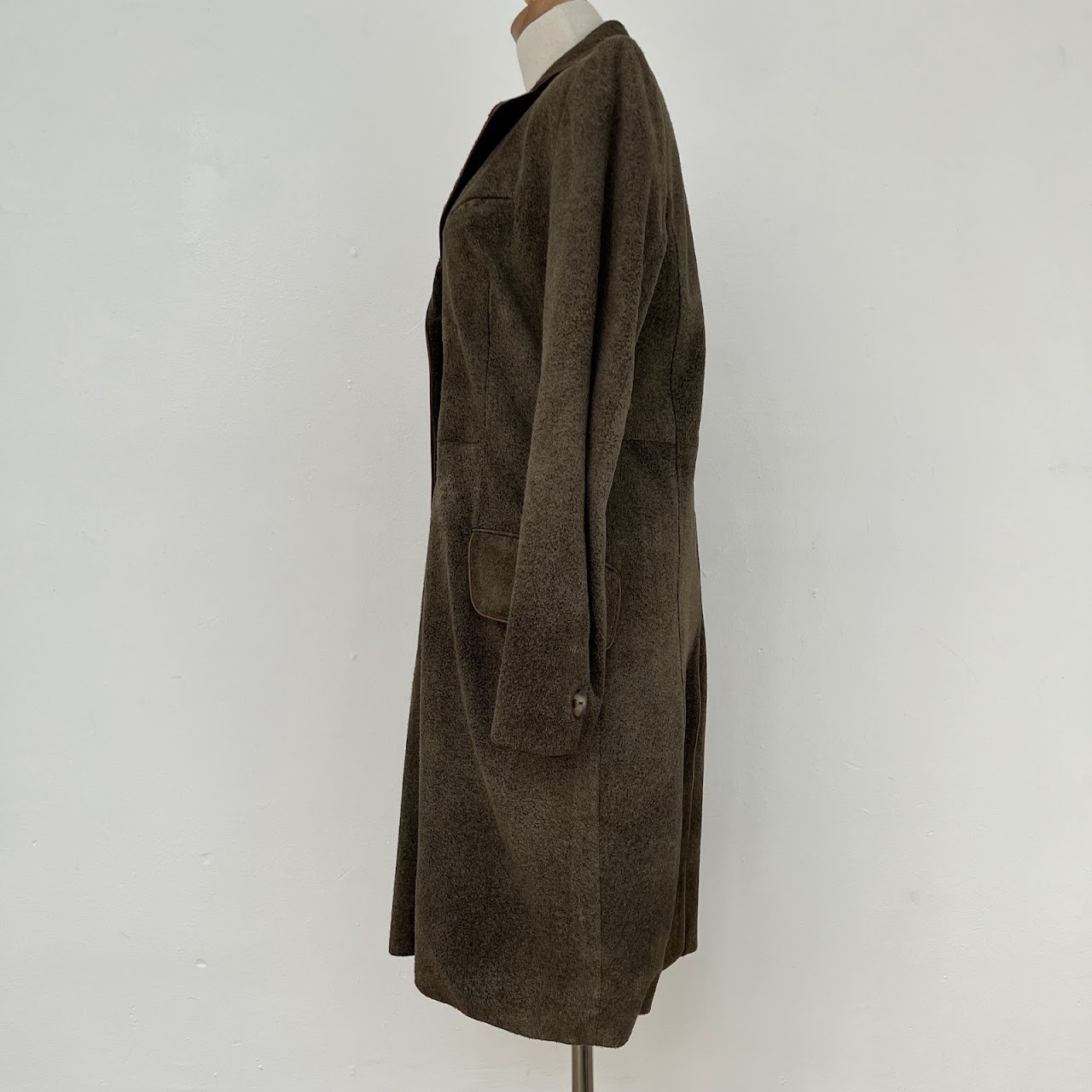 Fendi Brushed Suede Long Coat