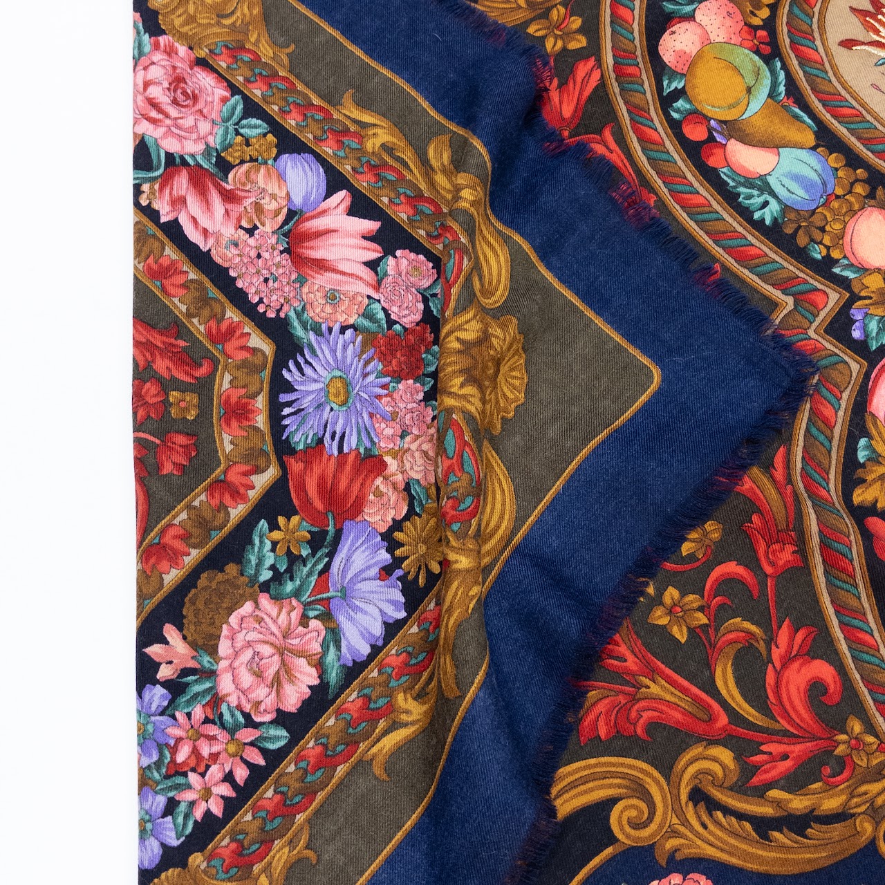 Gucci Floral and Fruit Print and Embroidered Scarf