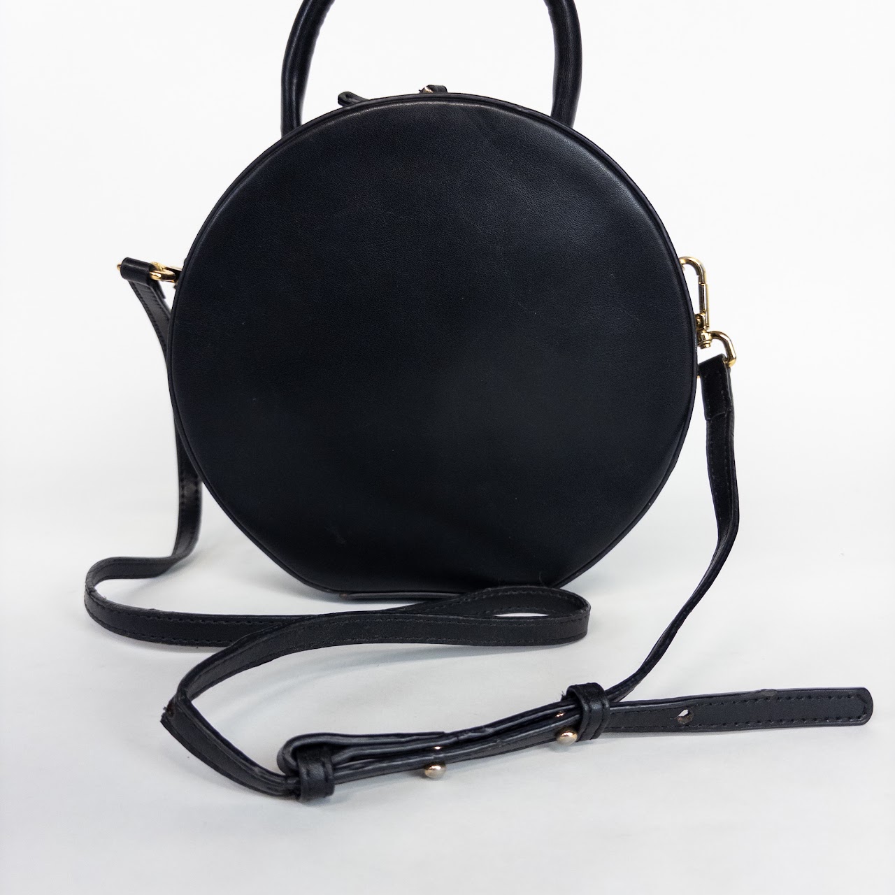 Mansur Gavriel Black Leather Round Crossbody Bag