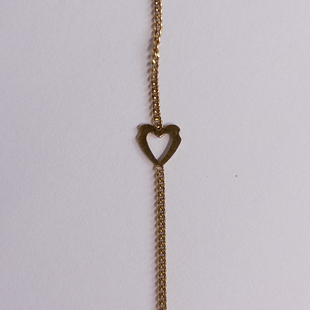 14K Gold Heart Station Bracelet