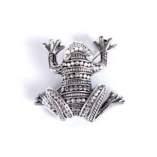 Sterling Silver Vintage Mexican Frog Convertible Brooch