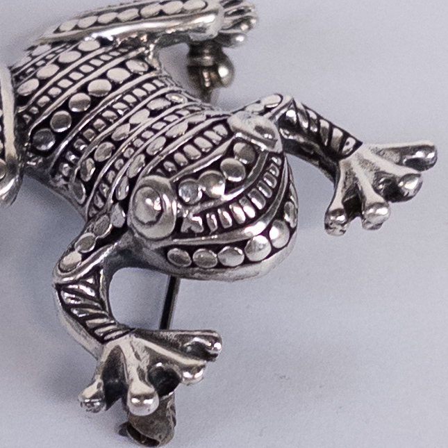 Sterling Silver Vintage Mexican Frog Convertible Brooch