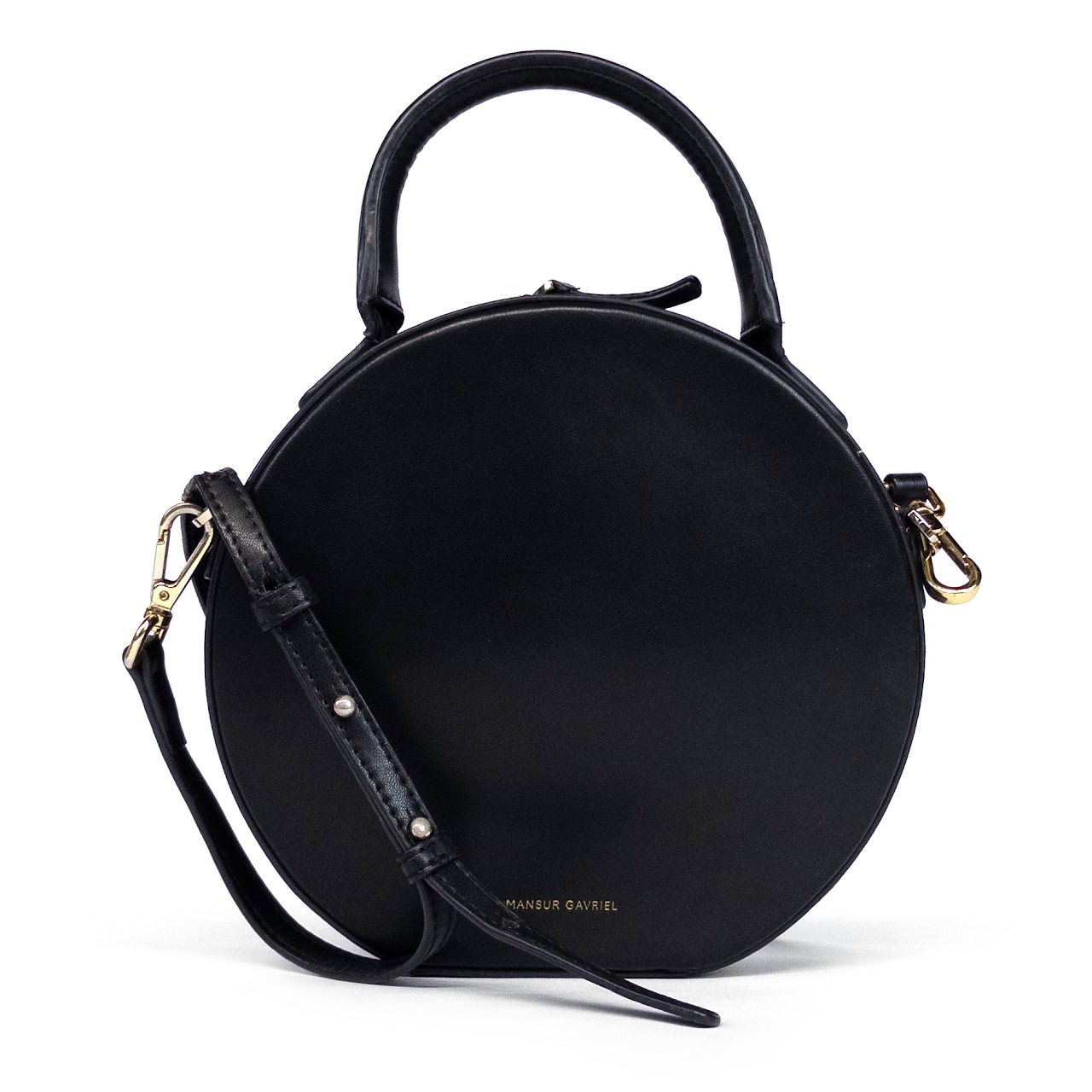 Mansur Gavriel Black Leather Round Crossbody Bag